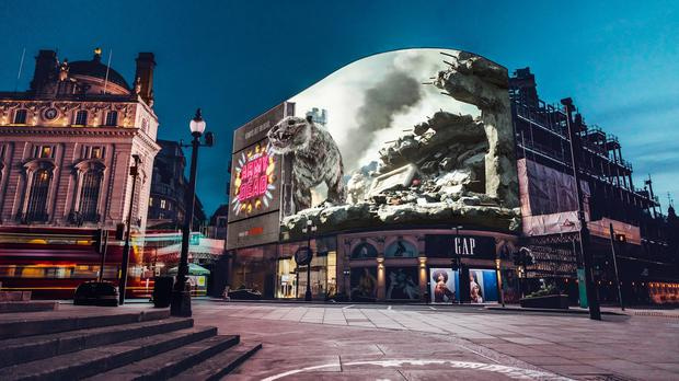 Hình ảnh quảng cáo 3D cho phim "Army of the Dead" tại London