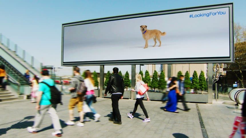 Khi chủ sở hữu tờ rơi đi ngang qua màn hình hoặc billboard điện tử, một chú chó con sẽ xuất hiện trên màn hình
